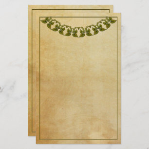 Vintage Writing Paper with Green Garland