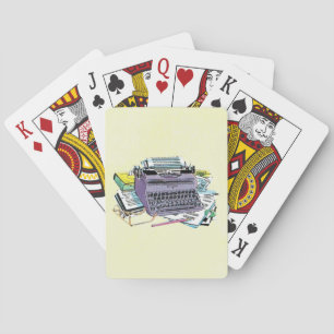 Vintage Writing Tools Typewriter Paper Pencils Bic Playing Cards