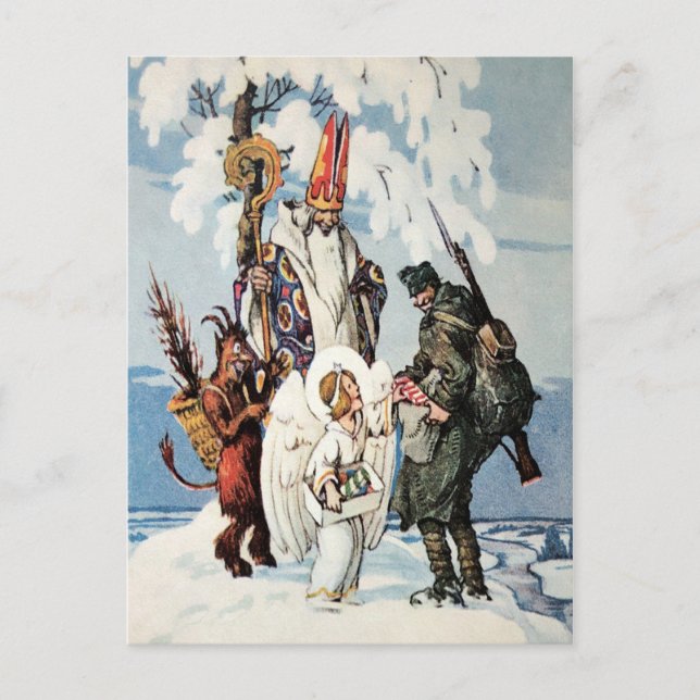 Vintage WW1 Christmas Krampus Postcard (Front)