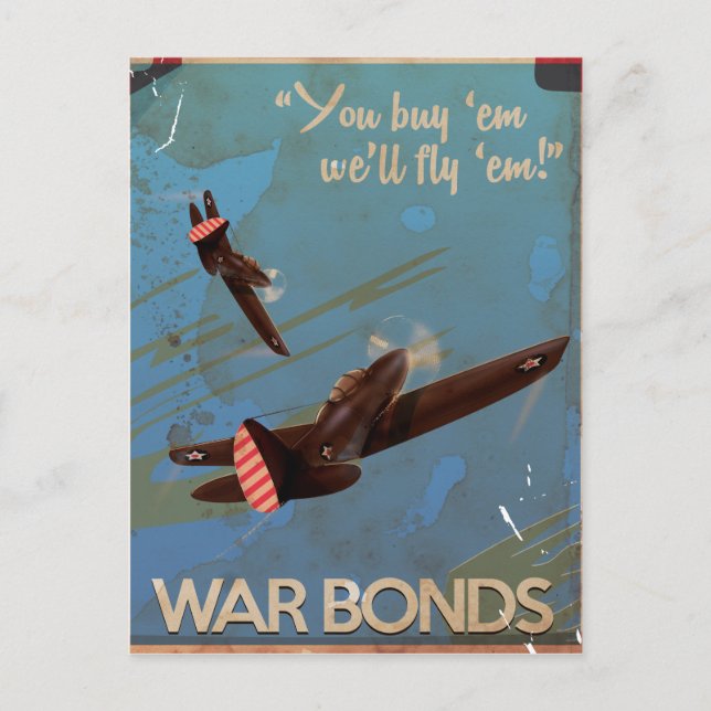 Vintage WW2 Classic Travel poster Postcard (Front)