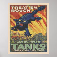 Vintage WW2 US Tank Corps Military Recruitment