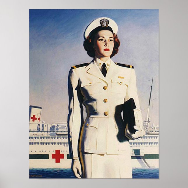 Vintage WW II Navy Nurse Poster (Front)