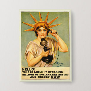 Vintage WWI Hello This Is Liberty Speaking Poster