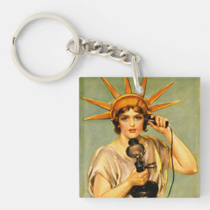 Vintage WWI Hello This Is Liberty Speaking Poster Key Ring