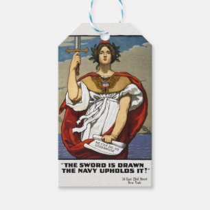 Vintage WWI Navy Recruitment Poster Kenyon Cox Art Gift Tags