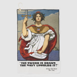 Vintage WWI Navy Recruitment Poster Kenyon Cox Art Golf Towel