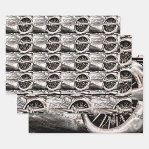 Vintage WWII era aeroplane Wrapping Paper Sheet
