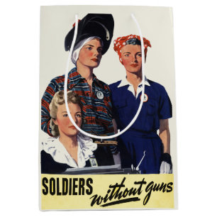 Vintage WWII Soldiers Without Guns Feminist Art Medium Gift Bag