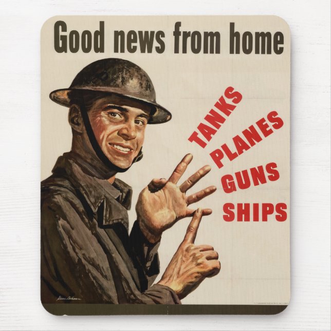 Vintage WWII War Poster Mouse Pad (Front)