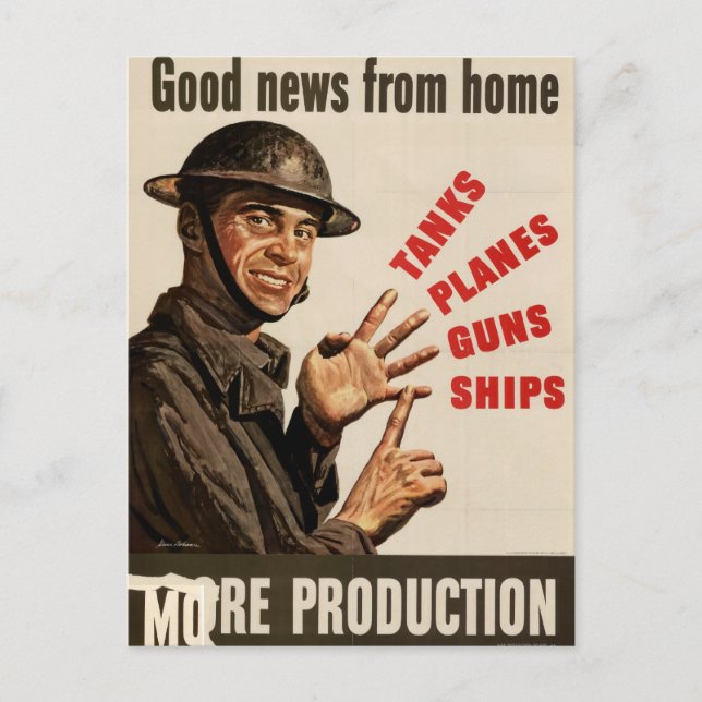 Vintage WWII War Poster Postcard (Front)