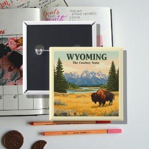 Vintage Wyoming 15 Cm Square Badge