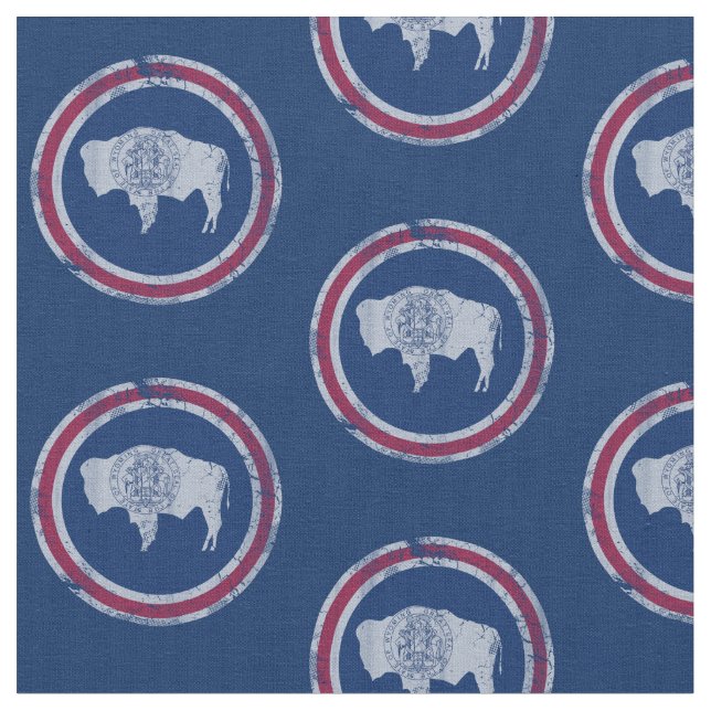 Vintage Wyoming Flag Pattern Fabric (Close Up)