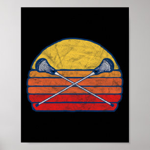 Vintage X Crossed Lacrosse Sticks 80s Sunset Distr Poster