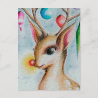 vintage Xmas Bambi Holiday Postcard