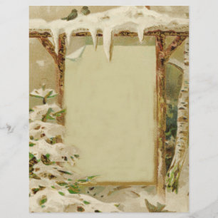 Vintage Xmas Yard Scene Custom Letterhead