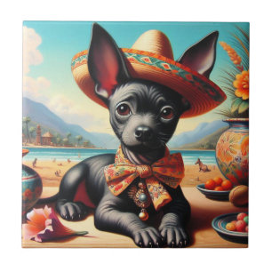 Vintage Xoloitzcuintle Ceramic Tile