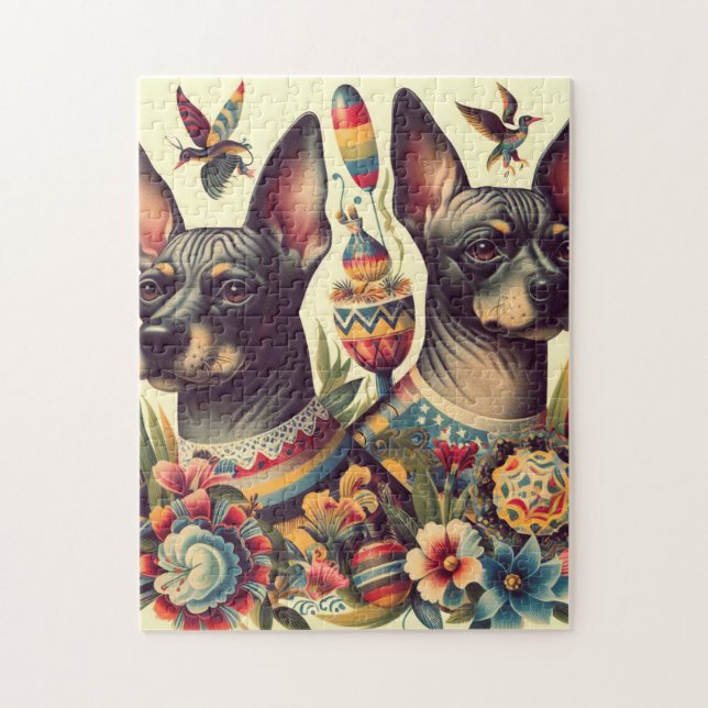Vintage Xoloitzcuintle Illustration Jigsaw Puzzle (Vertical)