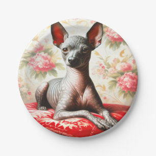 Vintage Xoloitzcuintle Illustration Paper Plate