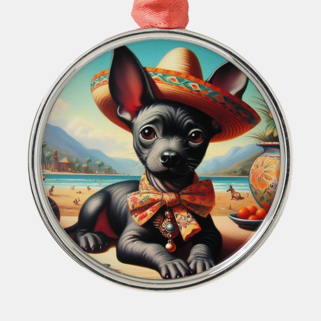 Vintage Xoloitzcuintle Metal Ornament (Front)