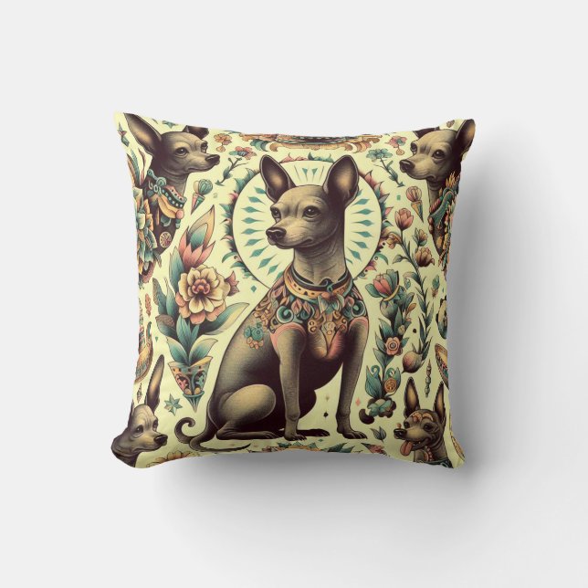 Vintage Xoloitzcuintle Seamless Cushion (Front)
