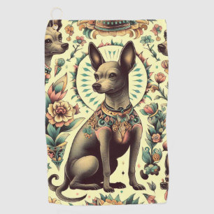 Vintage Xoloitzcuintle Seamless Golf Towel