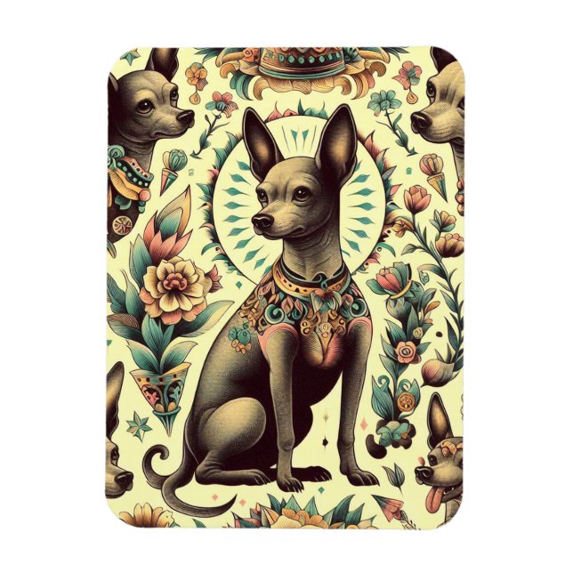 Vintage Xoloitzcuintle Seamless Magnet (Vertical)