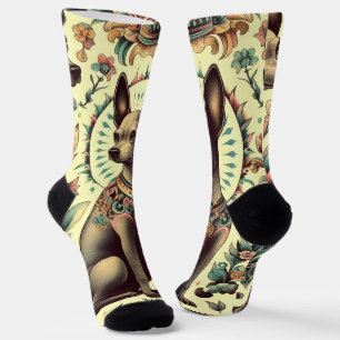 Vintage Xoloitzcuintle Seamless Socks