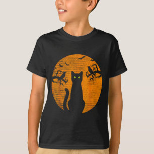 Vintage Y Halloween Black Cat Costume Retro Cat Mo T-Shirt