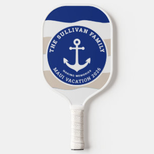 Vintage Yacht Club Navy Anchor Family Badge Pickleball Paddle