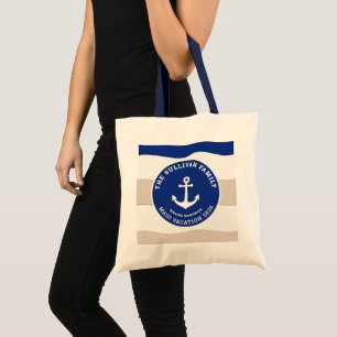 Vintage Yacht Club Navy Nautical Anchor Family Tote Bag