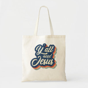 Vintage Yall Need Jesus Religious Faith Christian Tote Bag