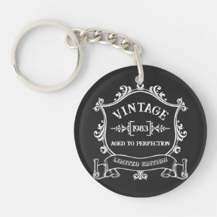 Vintage Year Aged to Perfection Custom Birth Year Key Ring