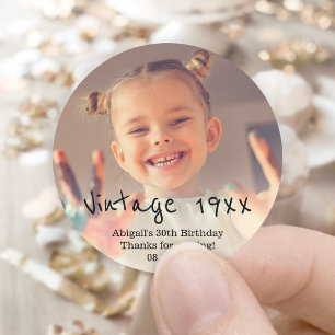Vintage Year Retro Photo Snapshot Birthday Party Classic Round Sticker
