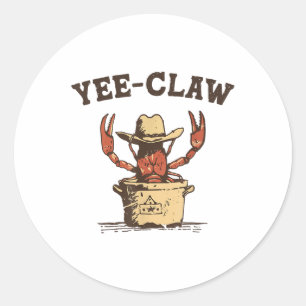 Vintage Yee Claw Yee Haw Crab Funny Crawfish Boil Classic Round Sticker
