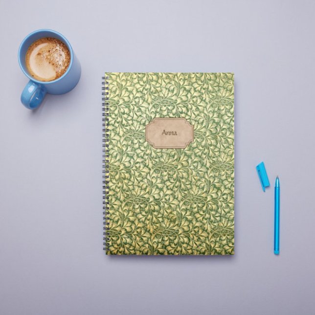 Vintage Yellow and Green foliage pattern name Notebook (Creator Uploaded)