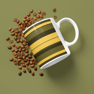 Vintage Yellow and Green Stripes Coffee Mug