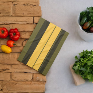 Vintage Yellow and Green Stripes Tea Towel