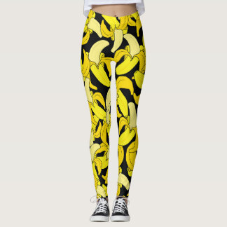 Vintage Yellow Bananas: Black Background Leggings