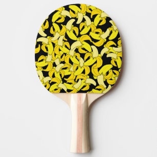 Vintage Yellow Bananas: Black Background Ping Pong Paddle