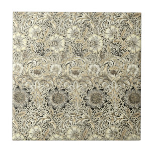 Vintage yellow black William Morris's Corncockle  Ceramic Tile