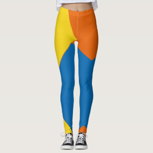 vintage yellow Blue Abstract Colour block orange Leggings