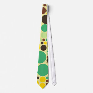 Vintage Yellow, Blue, Brown Polka Dots Pattern Tie