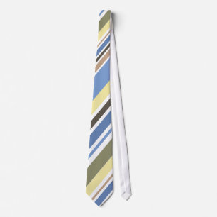 Vintage Yellow, Blue Diagonal Stripes Tie