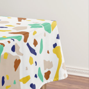 Vintage Yellow Blue Modern Abstract Geometric Tablecloth