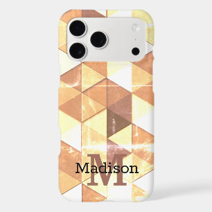 Vintage yellow brown geometric pattern Monogram