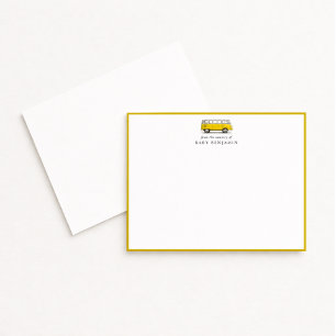 Vintage Yellow Bus Nursery Note Card with Yellow B