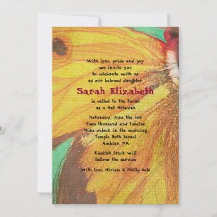 VINTAGE YELLOW BUTTERFLY Bat Mitzvah Invitation