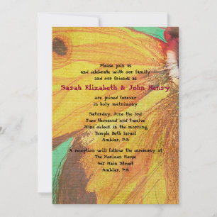 VINTAGE YELLOW BUTTERFLY Wedding Invitation