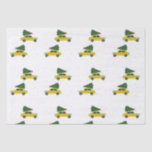Vintage Yellow Cab Taxi Christmas Snow Pattern  Tissue Paper<br><div class="desc">A yellow city cab is driving home for Christmas,  with a Christmas tree,  decorated with a red Xmas bow. Thoughtful Christmas gift for a cab driver,  a taxi driver. Xmas yellow cab snow,  winter quirky illustration for all cab drivers.</div>