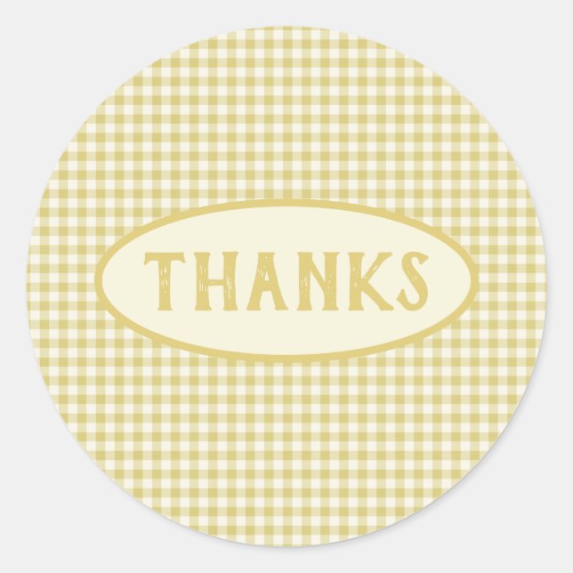 Vintage Yellow Chequerboard Pattern Custom  Classic Round Sticker (Front)
